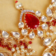 Rich 18k Gold Polish CZ Polki Heavy Bridal Choker Necklace
