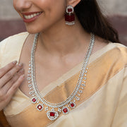 Rich Ruby Diamond Look Long Haram Necklace Design