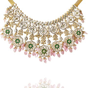 Polki Necklace with Rose Quartz Hanging