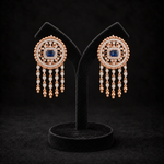 Royal Blue Stone CZ Bridal Choker Necklace + Earrings with Pink Accents