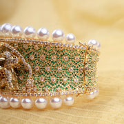 Royal Elephant Motif Gold-Plated CZ Kada Bangle