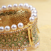 Royal Elephant Motif Gold-Plated CZ Kada Bangle