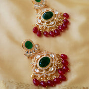 Royal Polki Kundan Emerald & Ruby Chandbali Earrings