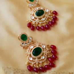 Royal Polki Kundan Emerald & Ruby Chandbali Earrings