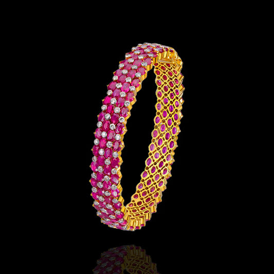 Royal Ruby Diamond Look Kada Bangle Design