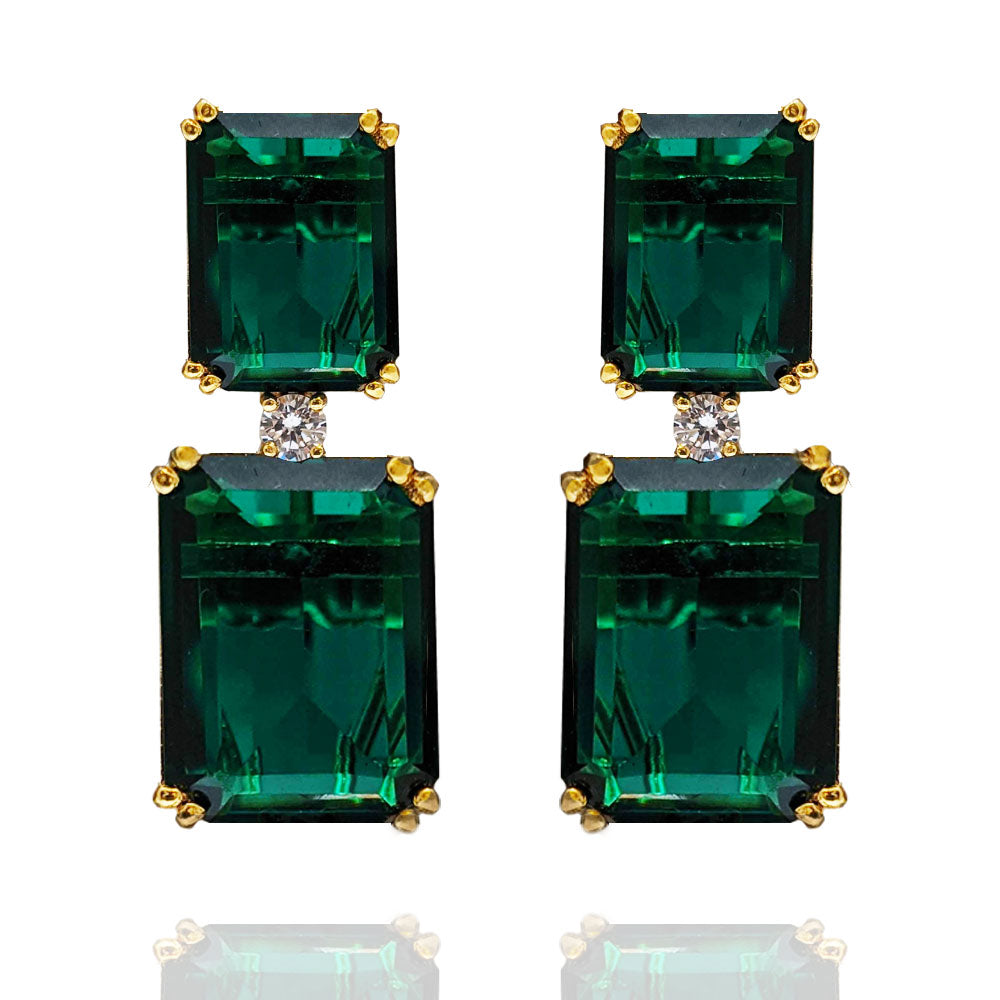 Green Emerald & Royal Diamond Earrings