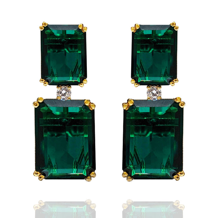 Green Emerald & Royal Diamond Earrings
