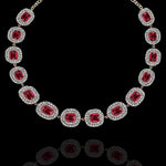 Rubies in  Emerald Cut with Radiant CZ Diamonds Necklace Design