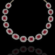 Rubies in  Emerald Cut with Radiant CZ Diamonds Necklace Design
