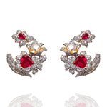 Ruby Blooms - The Enchanting Pearl Tulip Earrings Model