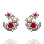 Ruby Blooms - The Enchanting Pearl Tulip Earrings Model