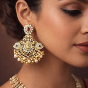 Sacred Divinity Adorned Of South Indian Temple Earrings