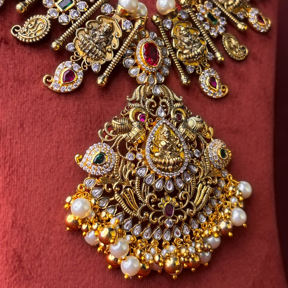 Sacred Divinity Adorned of South Indian Temple Necklace
