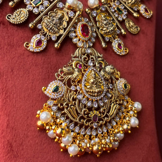 Sacred Divinity Adorned of South Indian Temple Necklace