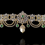 Scalloped Diamond Look Bridal Hip Belt Design Gold Polish