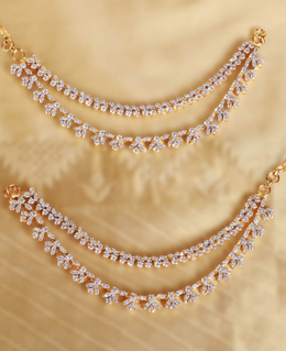 18K Gold Plated Diamond Look Ear Chains Design