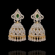 Small Butta Diamond Look Earrings Design in 18Kt Yellow Gold Polish
