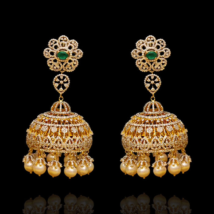 South Indian Diamond Look Heavy Bridal Jhumka Earrings
