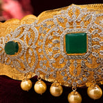 South Indian Bridal Waist Belt with Green Stones & CZ Work