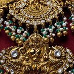 South Indian Temple Lakshmi Peacock Bridal Necklace in Pure Silver