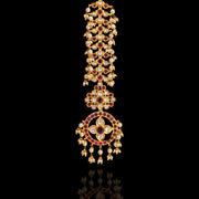Statement Bridal Polki Kundan Look Red Mangtikka with Pearls