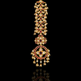 Statement Bridal Polki Kundan Look Red Mangtikka with Pearls