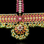 Statement Bridal Red Matha Patti with Broad Design & Pearl Drops