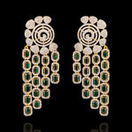 Statement Emerald Diamond Look Chandelier Cocktail Earrings