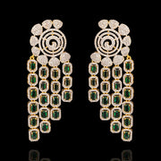 Statement Emerald Diamond Look Chandelier Cocktail Earrings