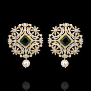 Statement Large Square Stud Earrings With Pearl Drop