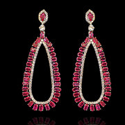 Statement Long Ruby Diamond Look Earrings Design