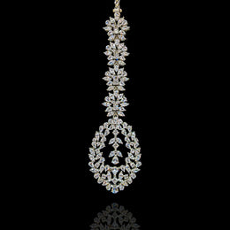 Statement White Finish Diamond Look Stone Heavy Maang Tikka