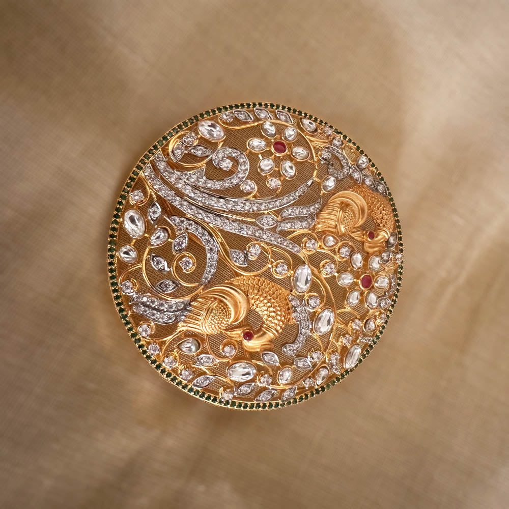 Statement Bridal Hair Bun Jada with Polki Look