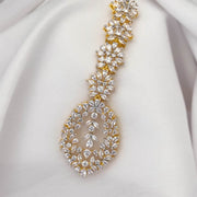 Statement White Finish Diamond Look Stone Heavy Maang Tikka
