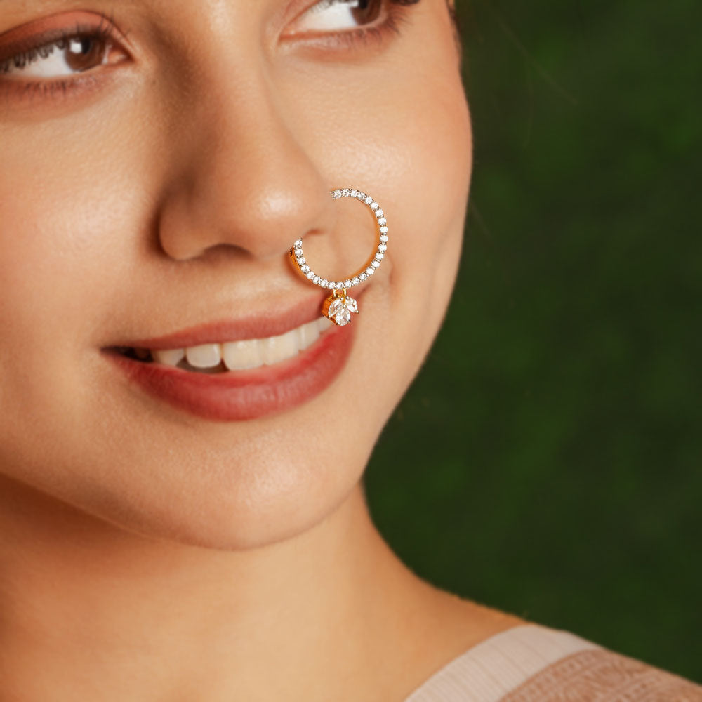 Stylish Bridal Nath Designs for Wedding with CZ Diamonds