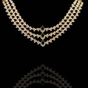 Three-Strand Sparkling CZ Necklace with Emerald Drops