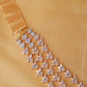 Three-Strand Sparkling CZ Necklace with Emerald Drops