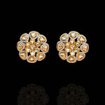Timeless Polki Flower Stud Earrings in Gold Finish