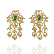  Tiny CZ Diamond Earrings with Delicate Drops of Pearl Perfection