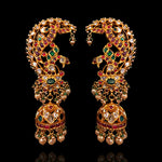 Traditional Bridal Peacock Vintage Ear Cuff with Kemp Stones