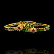 Traditional Emerald & Ruby Look South Indian Openable Bangle