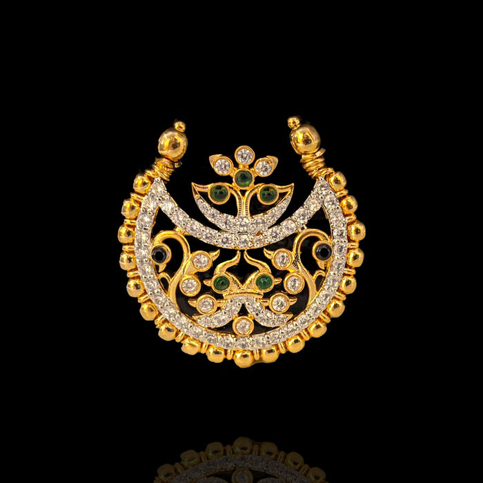Traditional Gold Polish Sun & Moon Bridal Jadai Billai Hair Clip