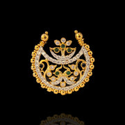 Traditional Gold Polish Sun & Moon Bridal Jadai Billai Hair Clip