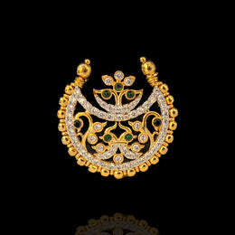 Traditional Gold Polish Sun & Moon Bridal Jadai Billai Hair Clip