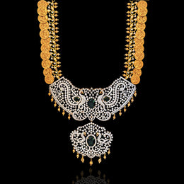 Traditional Lakshmi Kasu Bottu Mala Necklace in Gold Polish