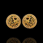 Peacock Motif Ear Stud Earrings with Diamond CZ