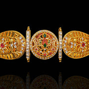 Regal Round Motif CZ Vaddanam with Ruby & Emerald Accents