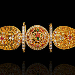Regal Round Motif CZ Vaddanam with Ruby & Emerald Accents