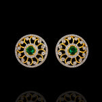 Diamond Look Round Pendant Earstuds with 18K Polish