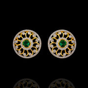 Diamond Look Round Pendant Earstuds with 18K Polish